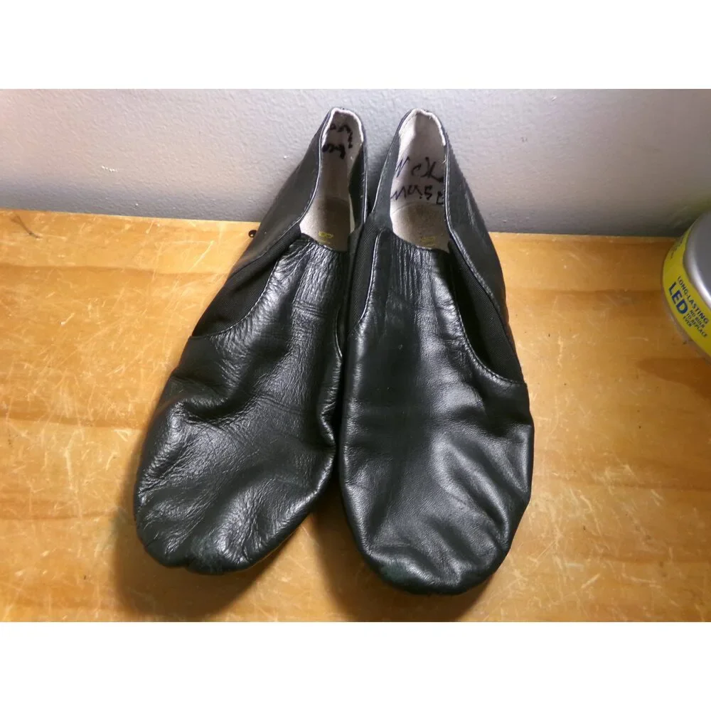 Pre-Owned Dance Jazz Shoes Bloch 5.5M Adult Black Leather Slip On Split Sole